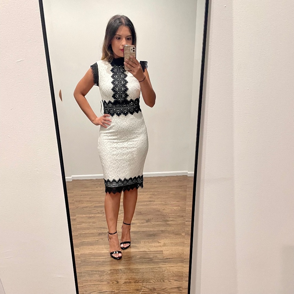 NWT NY&CO Black & White Lace Dress